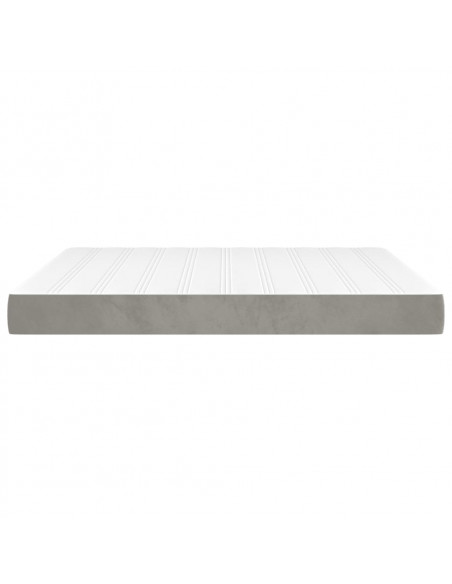 Materasso a Molle Grigio Chiaro 160x220x20 cm in Velluto