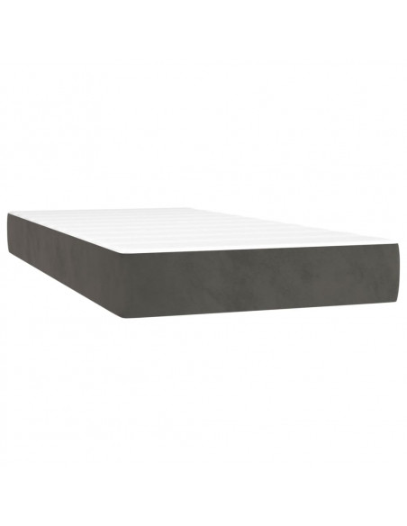 Materasso a Molle Grigio Scuro 100x220x20 cm in Velluto