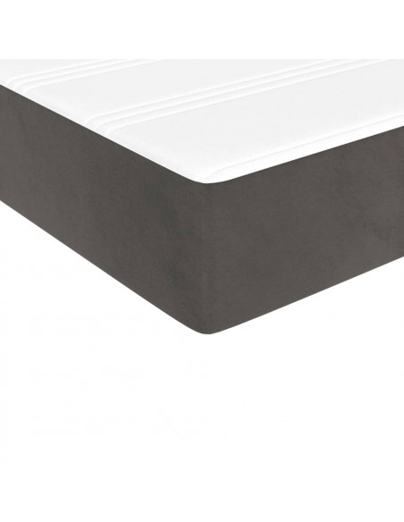 Materasso a Molle Grigio Scuro 100x220x20 cm in Velluto