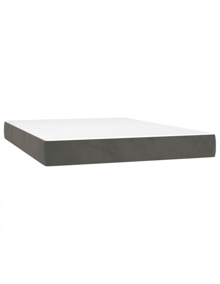 Materasso a Molle Grigio Scuro 140x220x20 cm in Velluto