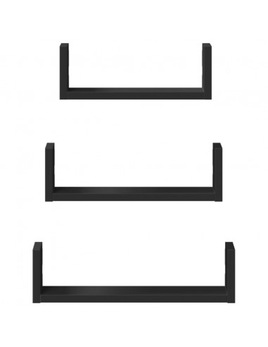 Mensole a Muro 3 pz Nere in Truciolato