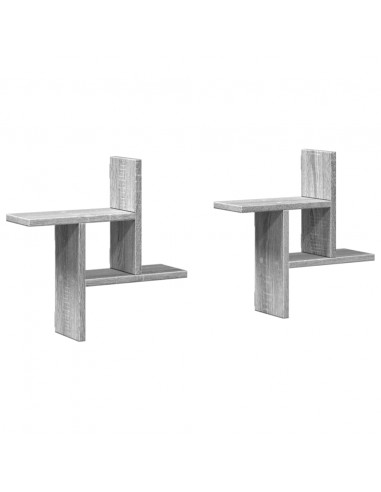 Mensole a Parete 2pz Grigio Sonoma 38x12x38 cm in Truciolato