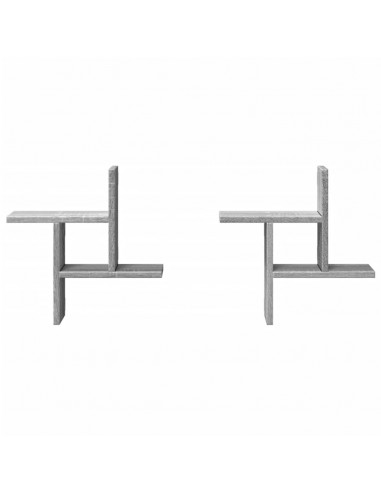 Mensole a Parete 2pz Grigio Sonoma 38x12x38 cm in Truciolato