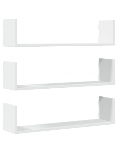 Mensole a Parete 3 pz Bianche 80x18x18 cm in Truciolato