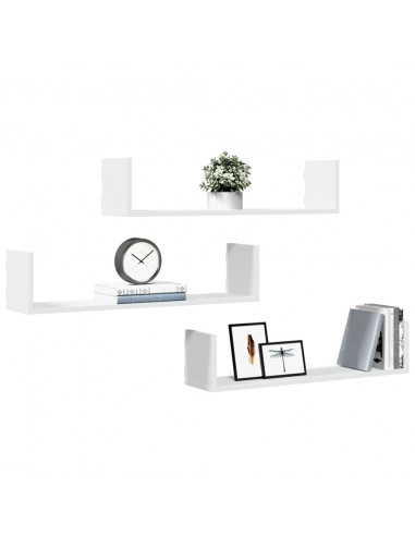 Mensole a Parete 3 pz Bianche 80x18x18 cm in Truciolato