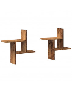Mensole da Parete 2pz Legno Vecchio 38x12x38 cm in Truciolato 2
