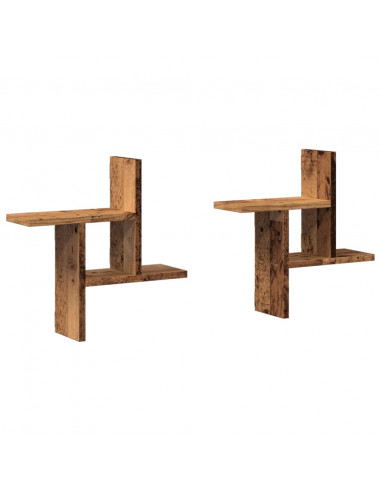 Mensole da Parete 2pz Legno Vecchio 38x12x38 cm in Truciolato
