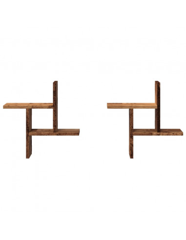 Mensole da Parete 2pz Legno Vecchio 38x12x38 cm in Truciolato