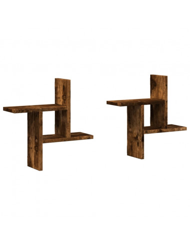 Mensole da Parete 2pz Rovere Fumo 38x12x38 cm in Truciolato
