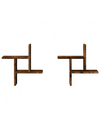 Mensole da Parete 2pz Rovere Fumo 38x12x38 cm in Truciolato