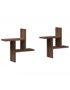 Mensole da Parete 2pz Rovere Marrone 38x12x38 cm in Truciolato 2