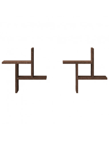 Mensole da Parete 2pz Rovere Marrone 38x12x38 cm in Truciolato
