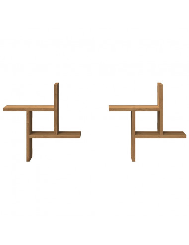 Mensole Parete 2pz Rovere Artigianale 38x12x38 cm in Truciolato