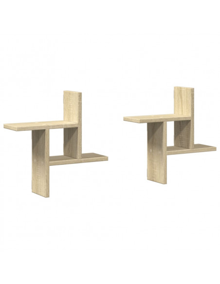 Mensole Parete 2pz Rovere Sonoma 38x12x38 cm in Truciolato