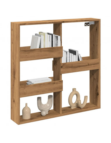 Mobile a Parete Rovere Artigianale 80x15x80cm Legno Multistrato