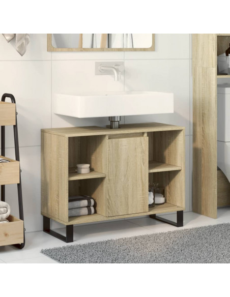 Mobile da Bagno Rovere Sonoma 80x33x60 cm in Legno Multistrato