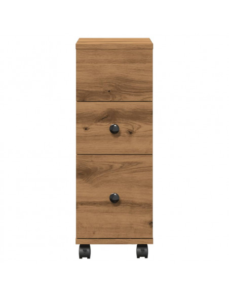 Mobile da Bagno Stretto con Ruote Rovere Artigianale Truciolato