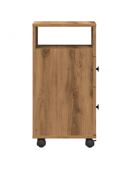 Mobile da Bagno Stretto con Ruote Rovere Artigianale Truciolato