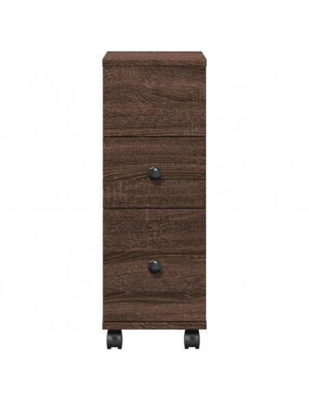 Mobile da Bagno Stretto con Ruote Rovere Marrone in Truciolato