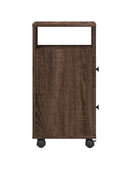 Mobile da Bagno Stretto con Ruote Rovere Marrone in Truciolato