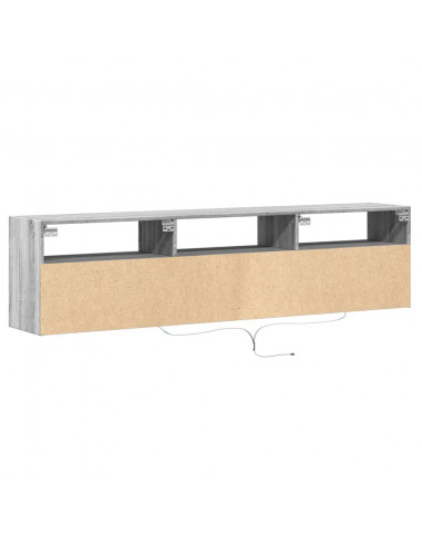 Mobile TV a Parete con LED Grigio Sonoma 180x31x45 cm