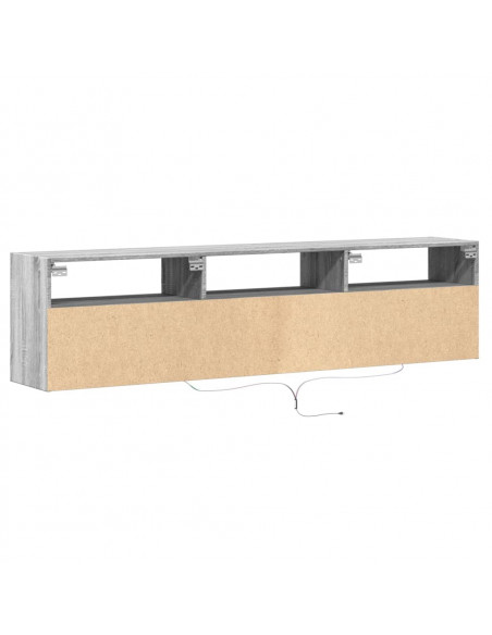 Mobile TV a Parete con LED Grigio Sonoma 180x31x45 cm