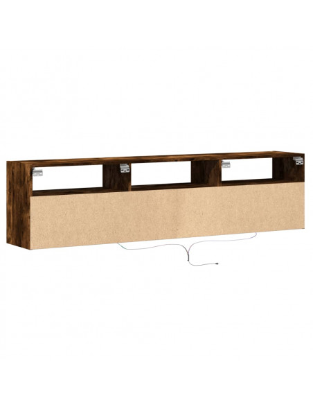 Mobile TV a Parete con LED Rovere Fumo 180x31x45 cm