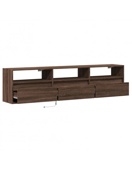 Mobile TV a Parete con LED Rovere Marrone 180x31x45 cm