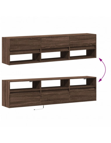 Mobile TV a Parete con LED Rovere Marrone 180x31x45 cm