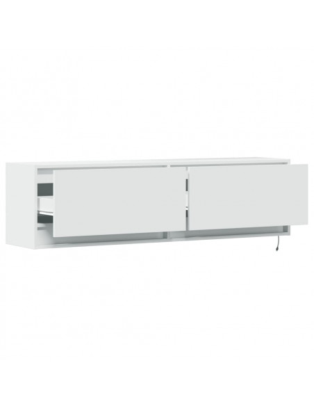 Mobile TV a Parete con Luci LED Bianco 140x31x38 cm