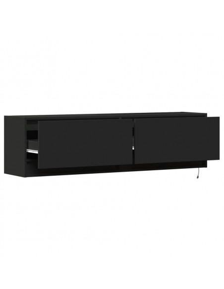 Mobile TV a Parete con Luci LED Nero 140x31x38 cm