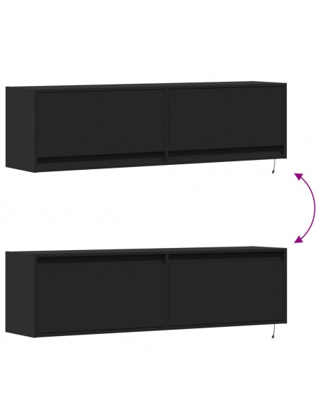 Mobile TV a Parete con Luci LED Nero 140x31x38 cm