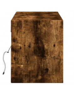 Mobile TV a Parete con Luci LED Rovere Fumo 140x31x38 cm 2
