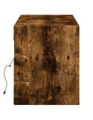 Mobile TV a Parete con Luci LED Rovere Fumo 140x31x38 cm
