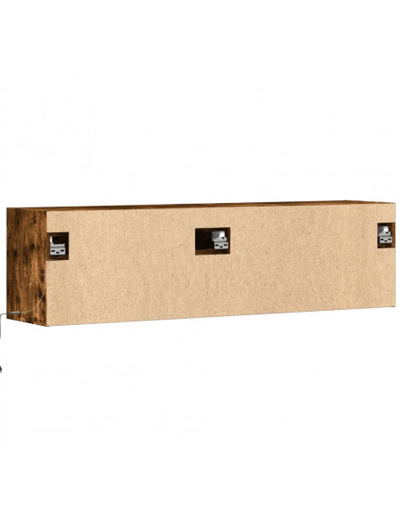 Mobile TV a Parete con Luci LED Rovere Fumo 140x31x38 cm