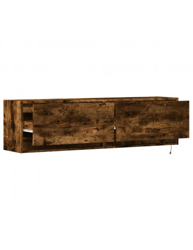 Mobile TV a Parete con Luci LED Rovere Fumo 140x31x38 cm