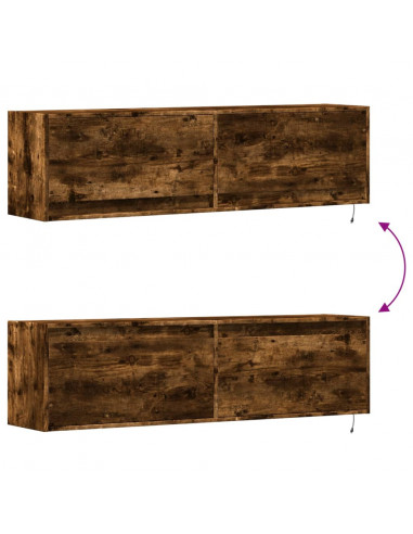 Mobile TV a Parete con Luci LED Rovere Fumo 140x31x38 cm