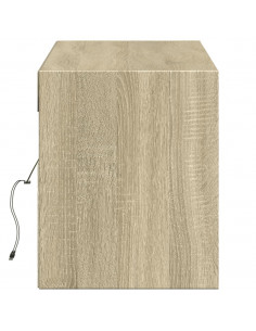Mobile TV a Parete con Luci LED Rovere Sonoma 140x31x38 cm 2