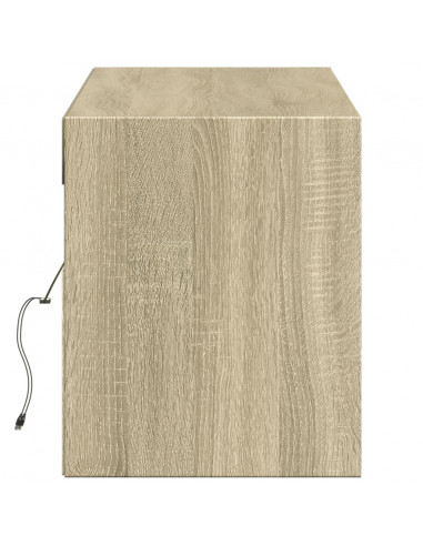Mobile TV a Parete con Luci LED Rovere Sonoma 140x31x38 cm