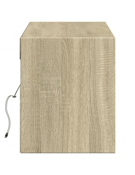 Mobile TV a Parete con Luci LED Rovere Sonoma 140x31x38 cm