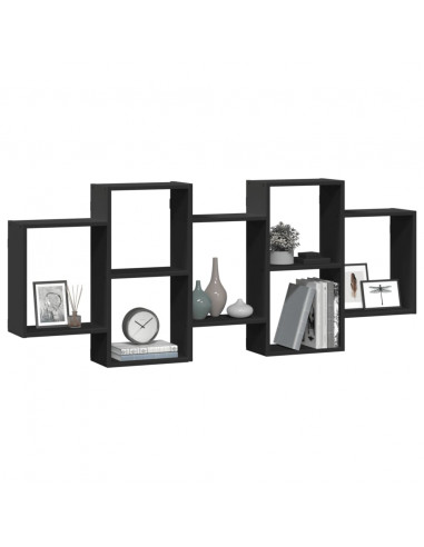 Scaffale a Parete Nero 159x18x65 cm in Truciolato