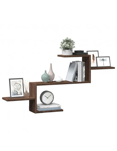 Scaffale a Parete Rovere Marrone 104x15x49 cm in Truciolato