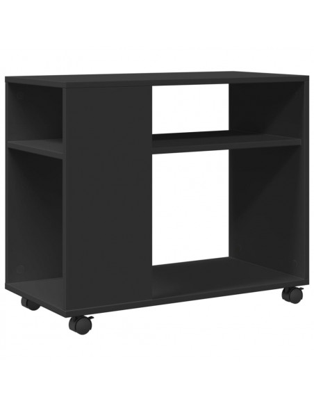 Tavolino con Ruote Nero 70x35x60 cm in Legno Multistrato