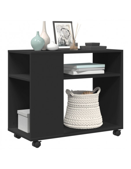Tavolino con Ruote Nero 70x35x60 cm in Legno Multistrato