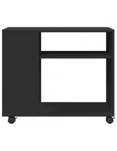 Tavolino con Ruote Nero 70x35x60 cm in Legno Multistrato