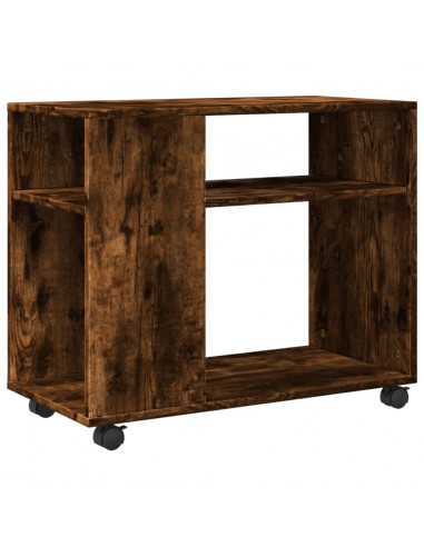 Tavolino con Ruote Rovere Fumo 70x35x60 cm in Truciolato