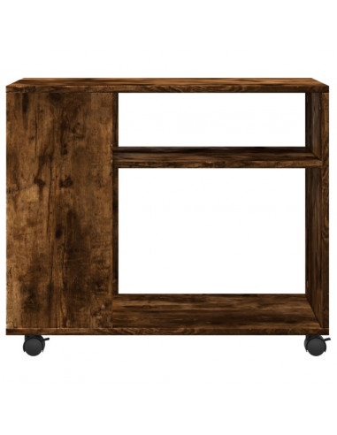 Tavolino con Ruote Rovere Fumo 70x35x60 cm in Truciolato
