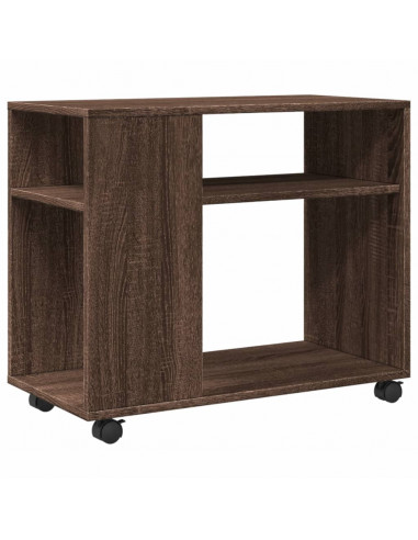 Tavolino con Ruote Rovere Marrone 70x35x60 cm in Truciolato