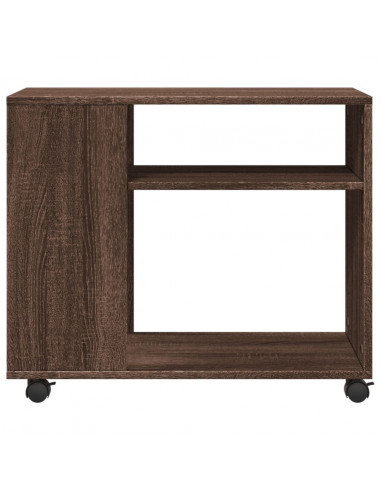 Tavolino con Ruote Rovere Marrone 70x35x60 cm in Truciolato
