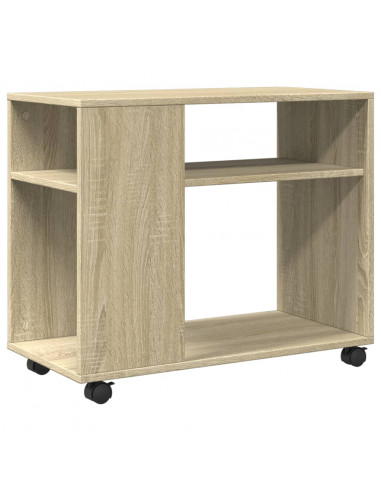 Tavolino con Ruote Rovere Sonoma 70x35x60 cm in Truciolato